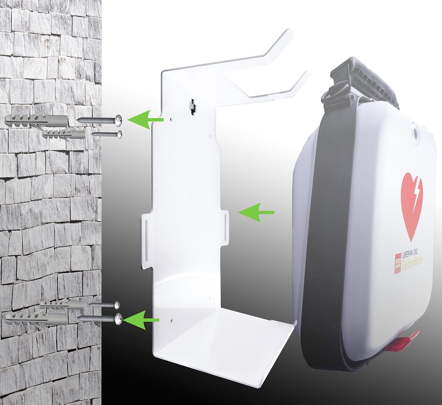 Lifepak CR2 mit Tasche Halterung Montage